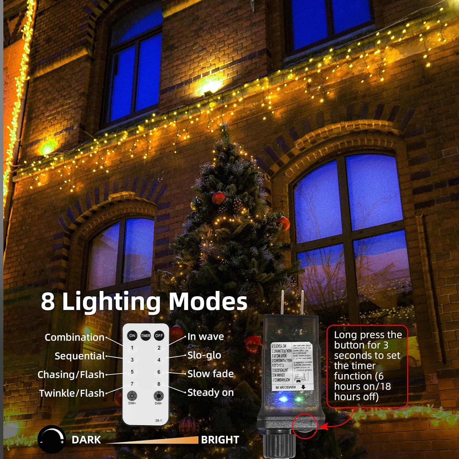 Dailyart Fairy Lights Plug in 500 Led with Remote 42Ft String Light with Timer Waterproof Lights for Bedroom Wreath Party Window Wedding Decoration Warm White Green Wire